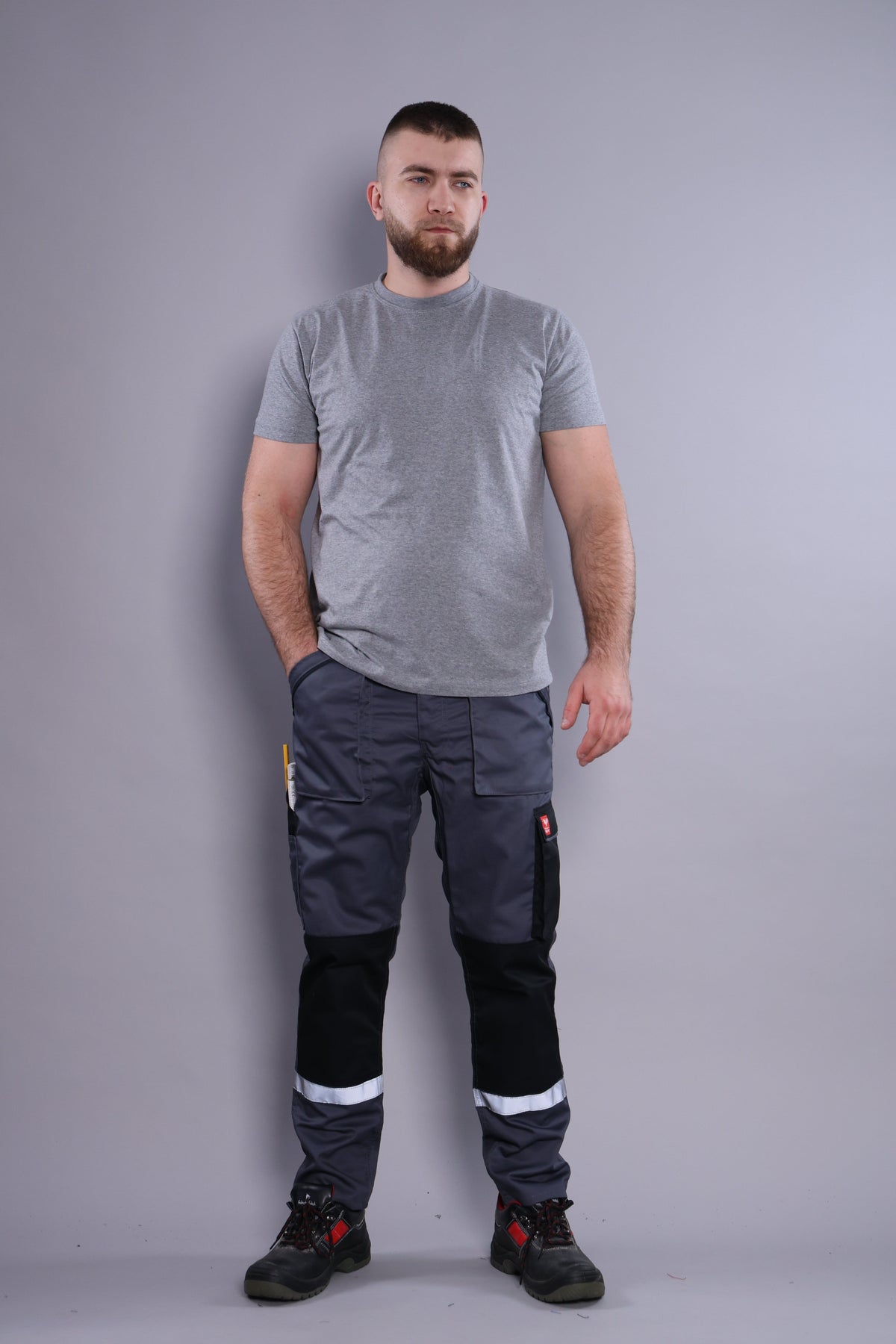 Sive radne pantalone, zimska jakna Sayo